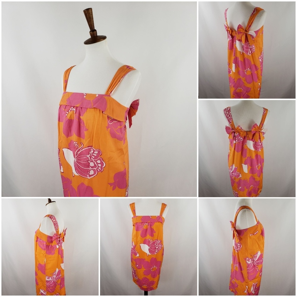 Lilly Pulitzer Orange Pink Double Bow Dress Size 4
